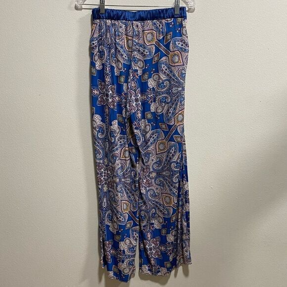 Elevenses Anthropologie Blue Paisley Wide-Leg‎ Palazzo Pants Size XS - Picture 4 of 15